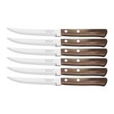 CONJUNTO FACAS P CHURRASCO 6 PCS POLYWOOD CASTANHO LAMINAS DE ACO INOX E CABOS DE MADEIRA TRAMONTINA