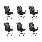 Kit 6 Cadeiras De Escritório Esteirinha Mesh Ergonômica Preto