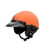 Capacete Coquinho Scooter Moto Elétrica Bike Couro Laranja