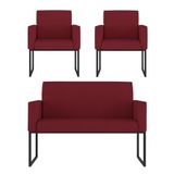Kit 2 Poltronas + Namoradeira 2 Lugares Para Recepção Marsala