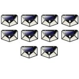 Luminaria Solar Sensor Presença Movimento Kit 10 Uni 100 Led 3 Funçoes Branco