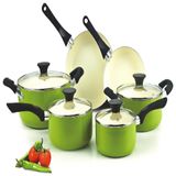 Conjunto De Panelas Antiaderente Revestida De Ceramica, 10 Pecas, Cook N Home Nc 00358, Verde