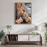 Quadro Decorativo Leão Leoa E Filhotes Animal 005 40cmx60cm