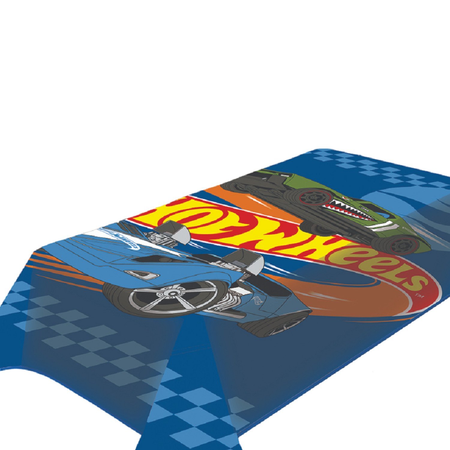 Cobertor Raschel Plus Juvenil Mattel Hot Wheels Race Team  150cm X 200cm Azul