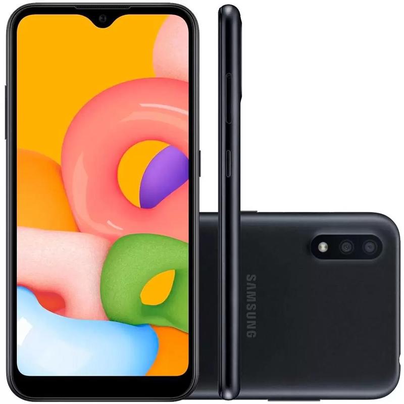 Usado: Smartphone Samsung Galaxy A01 A015m 32gb 2gb Ram Tela 5.7&quot; Preto - Muito Bom