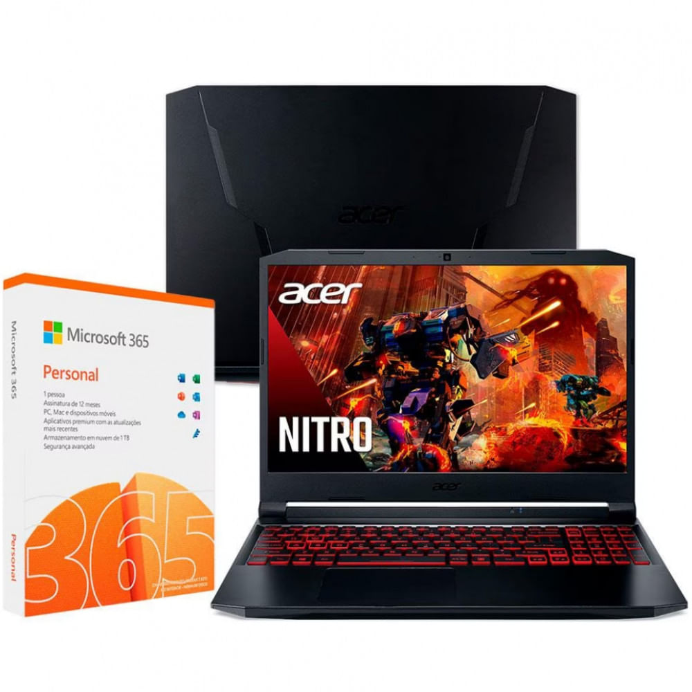 Notebook Gamer Core I7-11800h 8gb 512gb Ssd Tela Full Hd 15.6 Windows 11 Nitro 5 Acer + Microsoft 365 Dias