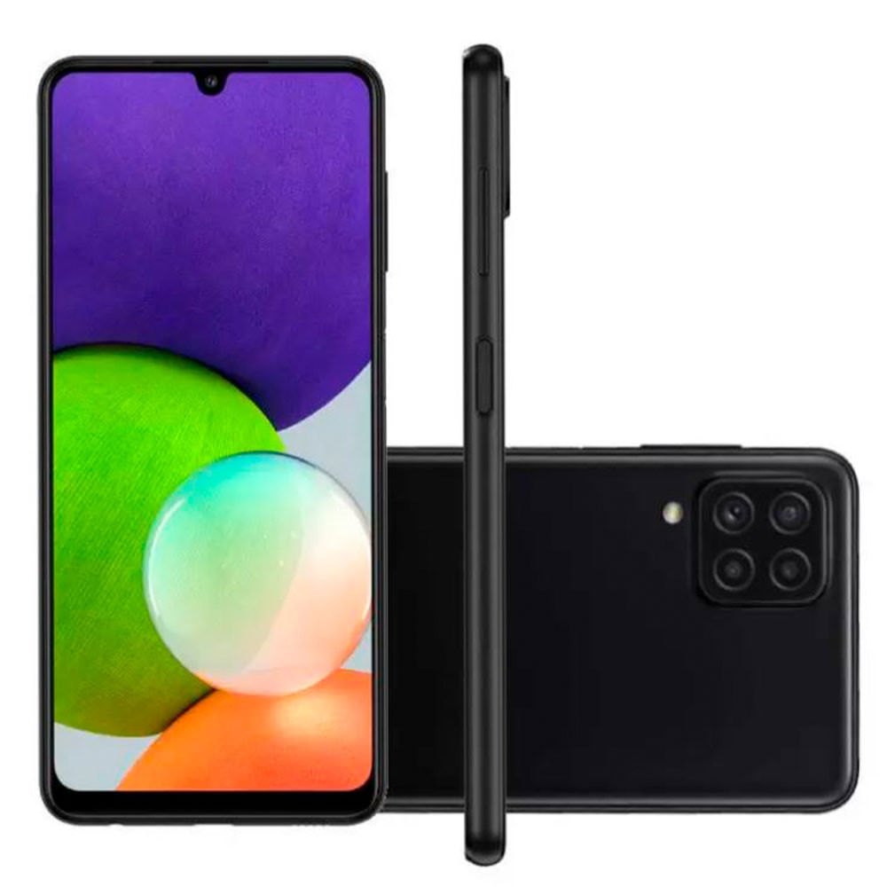 Smartphone Samsung Galaxy A22, Câmera Quádrupla Traseira De 48mp+8mp+2mp+2mp, Selfie De 13mp, Tela De 6.4", 128gb, 4gb Ram, Octa Core, Dual Preto