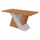 Mesa De Jantar Retangular 6 Lugares Tampo Mdf No Glass Vênus Amêndoa/off White