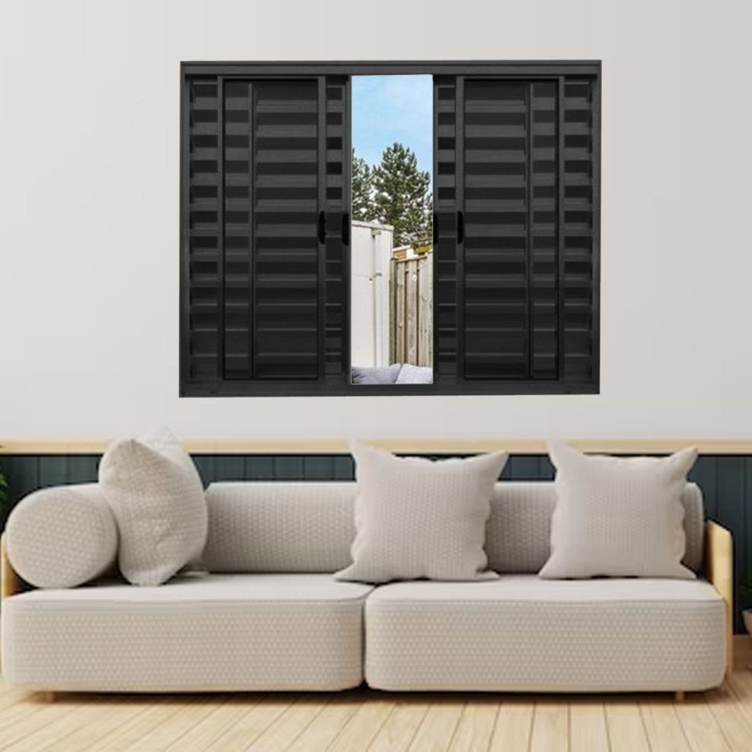 Janela Veneziana De Alumínio 6 Folhas 120 X 120cm Modular Esquadrias Bergamo Preto