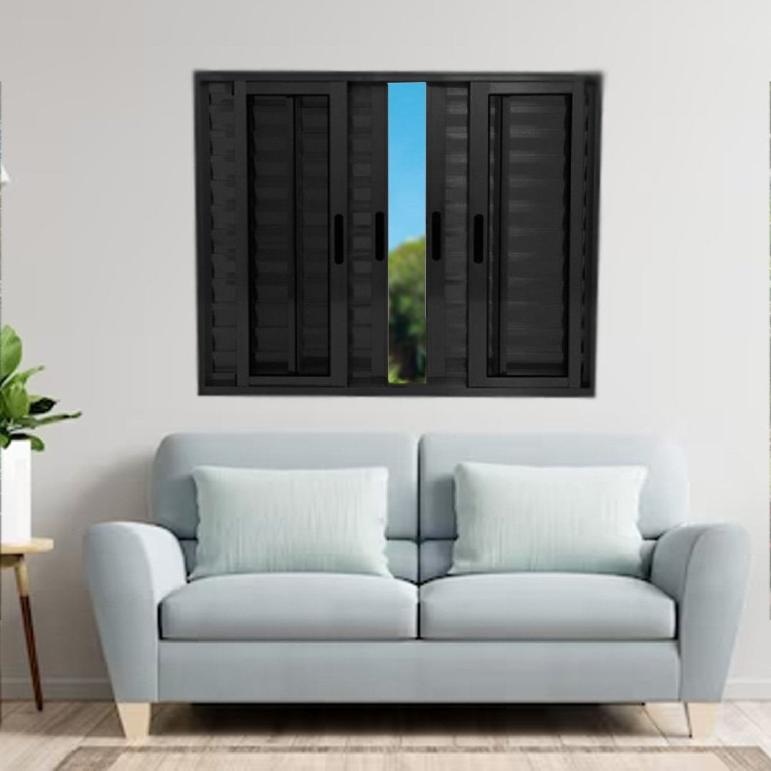 Janela Veneziana De Alumínio 6 Folhas 100 X 200cm Linha 25 Preto