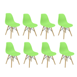 Kit 8 Cadeiras Charles Eames Eiffel Wood Design Verde Claro