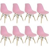 Kit 8 Cadeiras Charles Eames Eiffel Wood Design Rosa