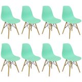 Kit 8 Cadeiras Charles Eames Eiffel Wood Design Varias Cores - Verde Claro