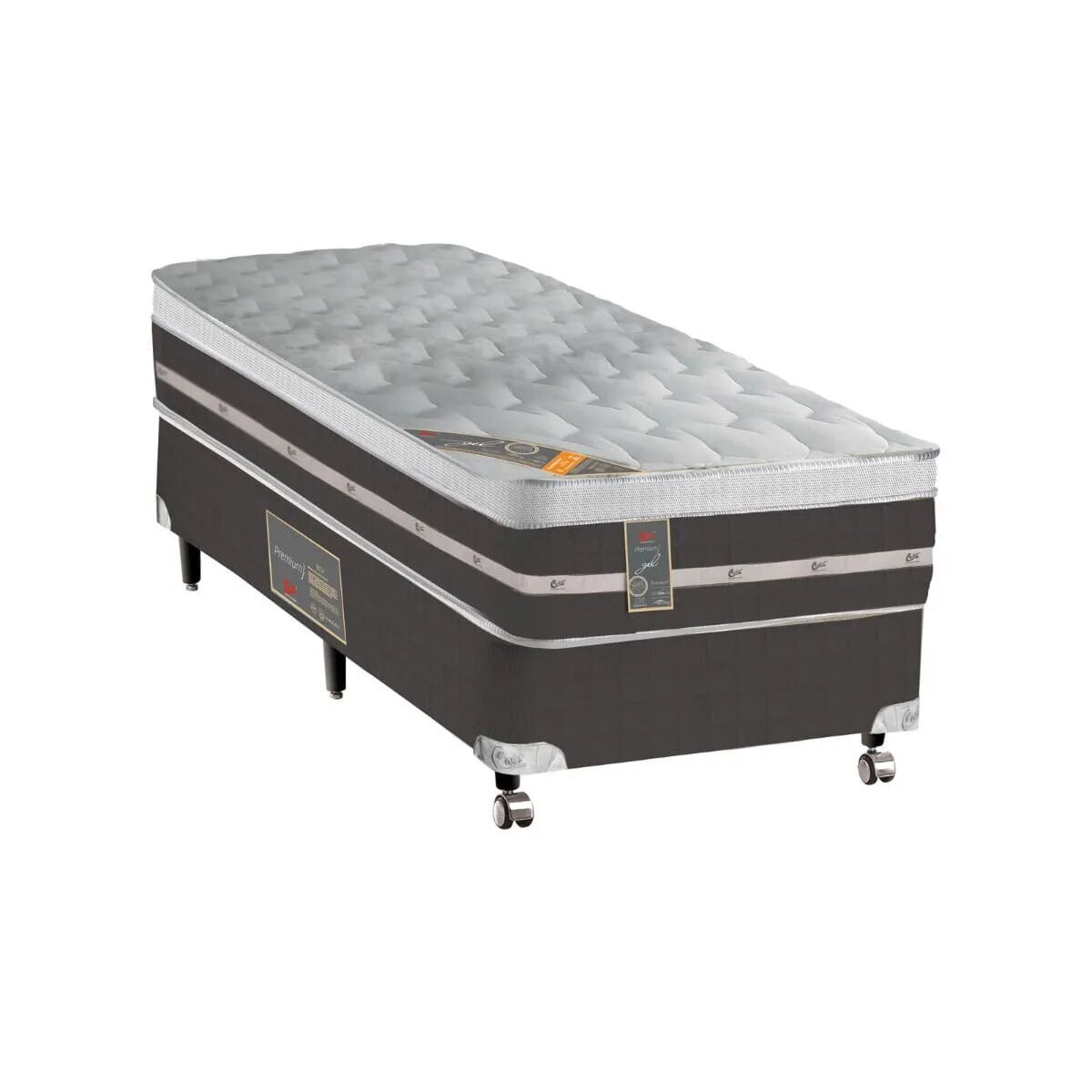 Cama Box Solteiro Castor Premium Gel Pocket 88x188x59 + Box Castor