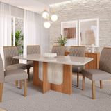 Sala De Jantar Louise 180cm Com 6 Cadeiras Juliana Wood Cinamomo/off Bege