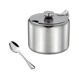 Açucareiro Aço Inox Com Colher Em Casa Tem 8x6cm