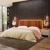 Cabeceira Estofada Cama Casal King Size Com Led Moderna 200 Cm