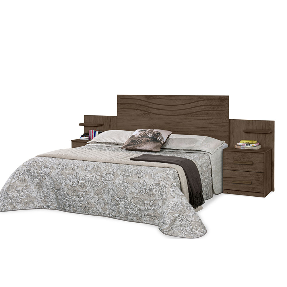 Cabeceira para Cama de Casal Box Amendoa Lotus Plus - Movelaria Decor