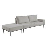 Sofá Living Hera Com Chaise Lateral Esquerda 3,04m Em Linho Bouclé Usb Com Kit Usb Cor Prata 2502