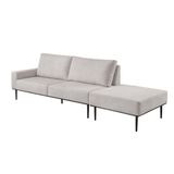 Sofá Living Hera Com Chaise Lateral Direita 3,04m Em Linho Bouclé Usb Sem Kit Usb Cor Nevoa 2501