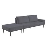 Sofá Living Hera Com Chaise Lateral Esquerda 3,04m Em Linho Bouclé Usb Sem Kit Usb Cor Grafite 2503