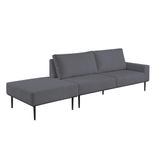 Sofá Living Hera Com Chaise Lateral Esquerda 3,04m Em Linho Bouclé Usb Com Kit Usb Cor Grafite 2503