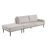 Sofá Living Hera Com Chaise Lateral Esquerda 3,04m Em Linho Bouclé Usb Com Kit Usb Cor Nevoa 2501