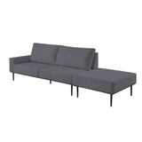 Sofá Living Hera Com Chaise Lateral Direita 3,04m Em Linho Bouclé Usb Com Kit Usb Cor Grafite 2503