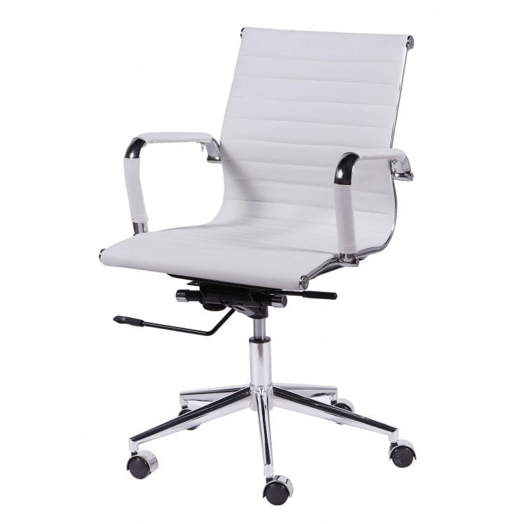 Cadeira para Escritório Baixa Esteirinha Corino com Rodizio 3301 OR Design Branco