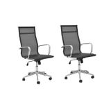 Kit 2 Cadeiras De Escritório Presidente Giratória Office Sevilha Tela  Preto