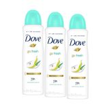 Kit Com 3 Desodorantes Antitranspirantes Aerosol Dove Go Fresh Pera E Aloe Vera 150ml