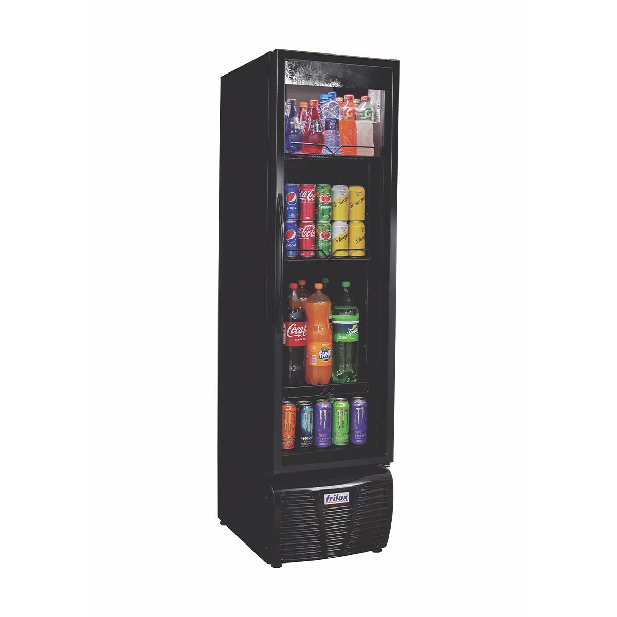 Refrigerador Expositor Vertical Frilux 300 Litros Preto Porta De Vidro 127v Rf-003