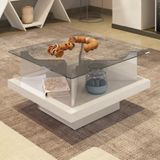 Mesa De Centro Quadrada 70cm Clear Artely