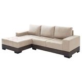 Sofá 3 Lugares Com Chaise Patrícia Suede Areia - única