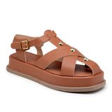 Papete Feminina Sandália Flatform Tiras Moderna Caramelo 37