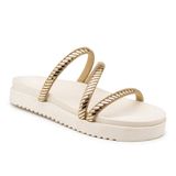 Papete Sandália Feminina Tiras Com Brilho Casual - Off White - 40