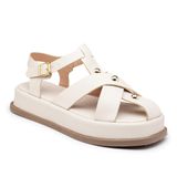 Papete Feminina Sandália Flatform Tiras Moderna Off White 38