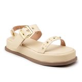 Papete Sandália Feminina Flatform Tiras Fivela Moderna Bege 40