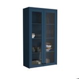 Cristaleira 80cm 2 Portas Com Vidro Cozinha Sevilha Azul Órion