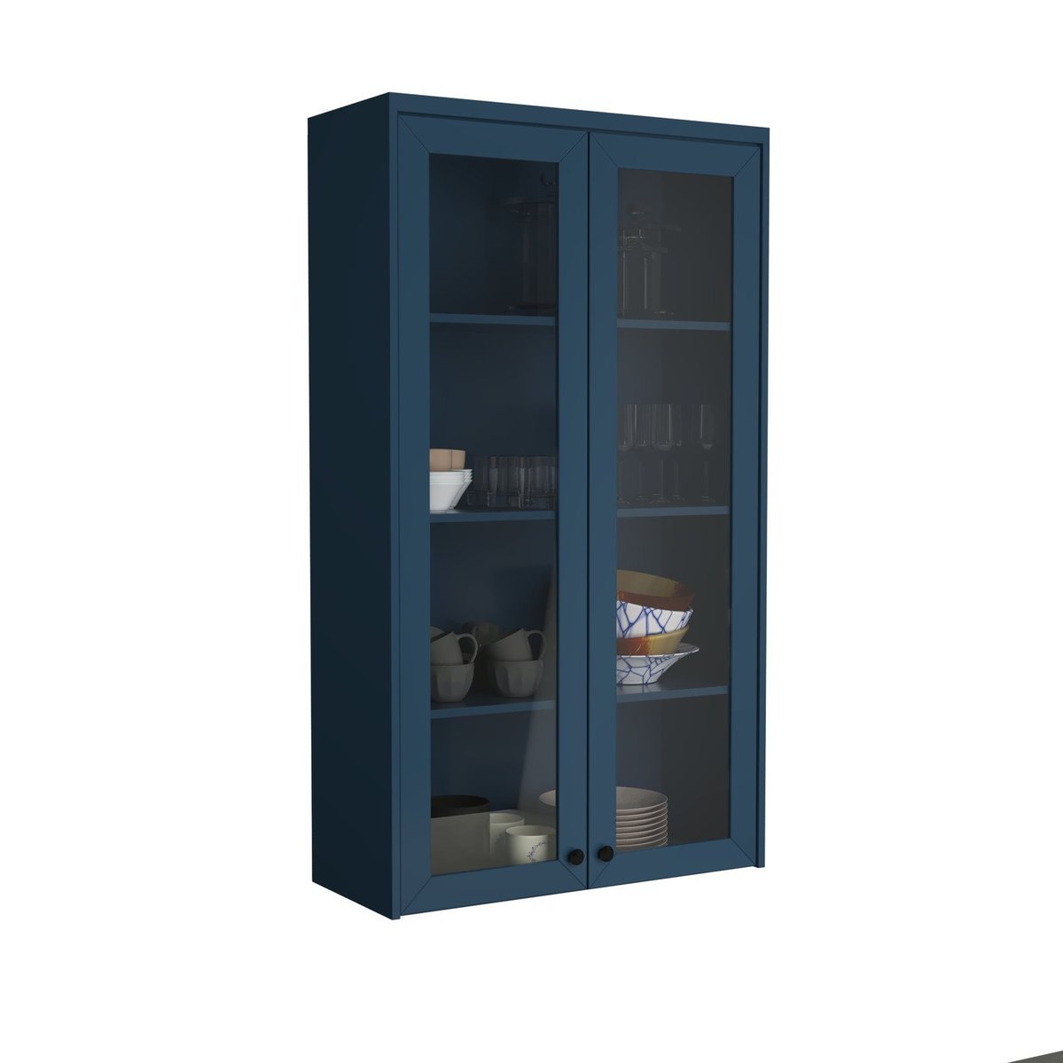 Cristaleira 80cm 2 Portas Com Vidro Cozinha Sevilha Azul Órion