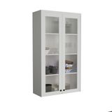 Cristaleira 80cm 2 Portas Com Vidro Cozinha Sevilha Branco Artico