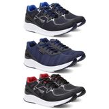 Tênis Masculino Esporte Corrida Academia Confortável Kit 3 Azul/vermelho 38