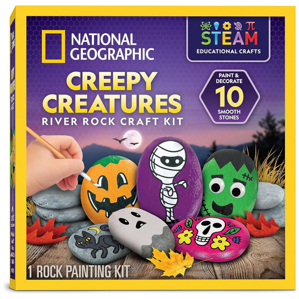 Kit De Pintura Rupestre De Assombrar Para O Halloween Com 10 Pedras E 10 Tintas, National Geographic