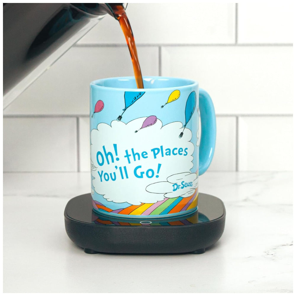 Aquecedor De Caneca, Tema Dr. Seuss Oh, The Places You&#39;ll Go Com Desligamento Automático, Inclui Caneca, 16w, Uncanny Brands, Azul Claro