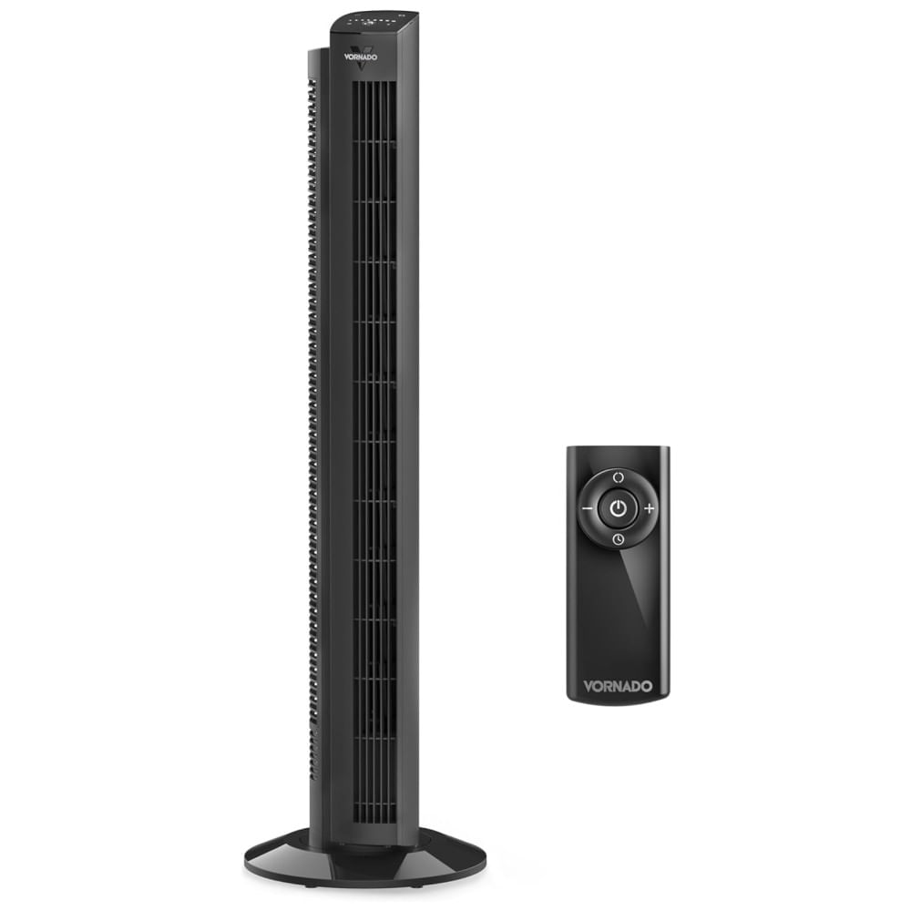 Ventilador De Torre Com Controle Remoto, Temporizador, 5 Velocidades E Oscilação De 70º, 110v 61w, Vornado Ozi42, Preto