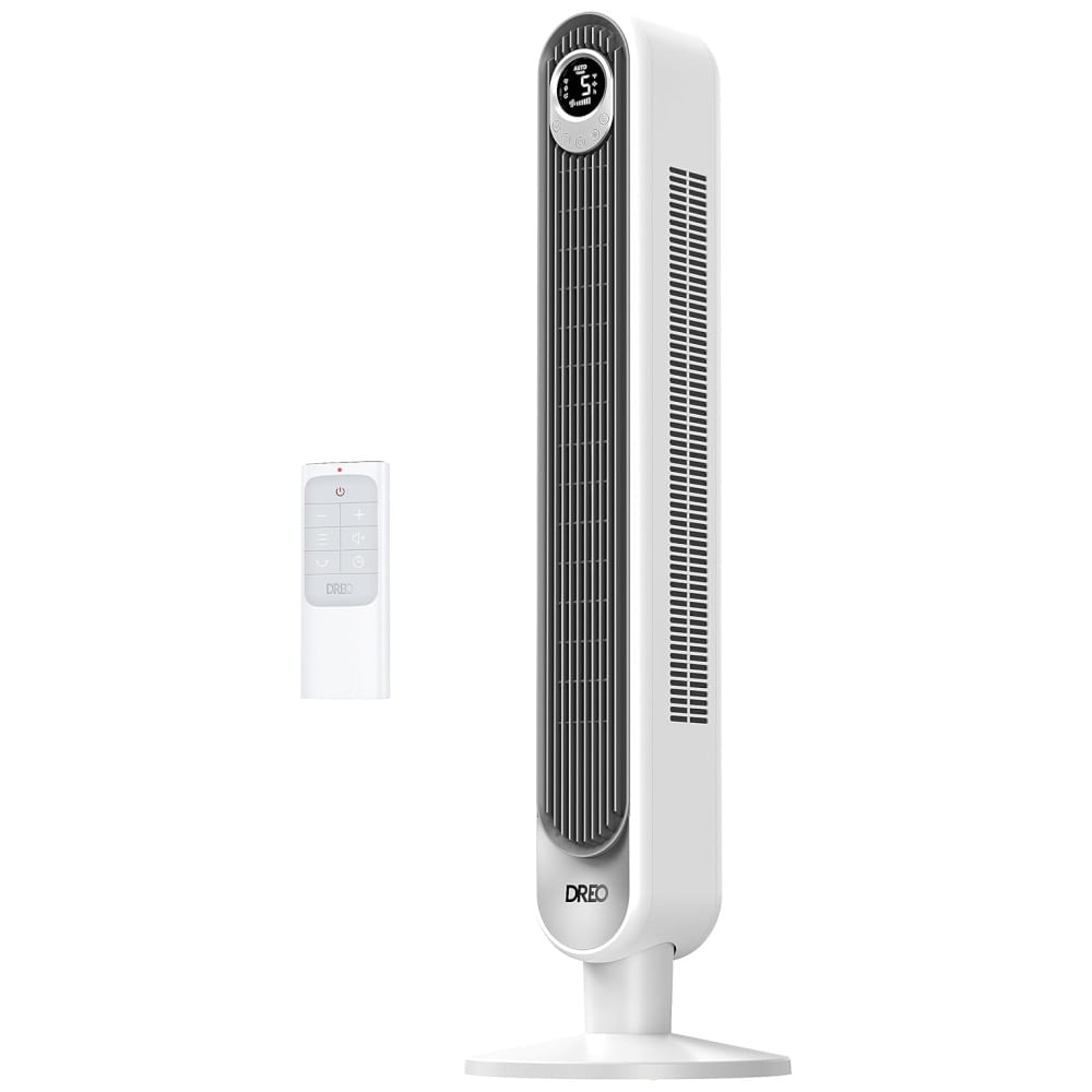 Ventilador De Torre Sem Lâminas Com 4 Modos, 6 Velocidades, Silencioso, Temporizador De 12h, Display Led, Controle Remoto, 110v, Dreo, Branco