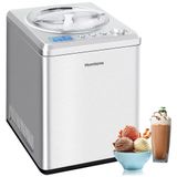 Máquina De Sorvete Automática 2,5l Com Visor Digital Lcd, Temporizador, Sem Pré-congelamento E Compressor Integrado, 110v 250w, Homtone, Prata