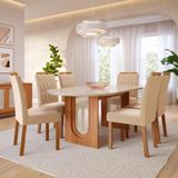 Conjunto Sala De Jantar Mesa Valentina 210cm 6 Cadeira Paola Cimol