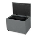 Puff Baú 60cm Porta Brinquedo Organização Assento Decorativo Cor Cinza