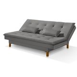 Sofá Cama Bangkok Pés De Madeira C Almofadas Espuma D-23 Cor Cinza